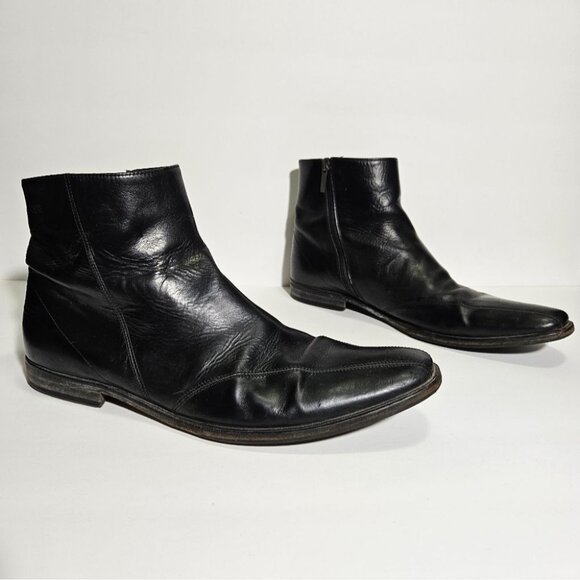 Hugo Boss Black Leather Side Zip Ankle Boots main image 9